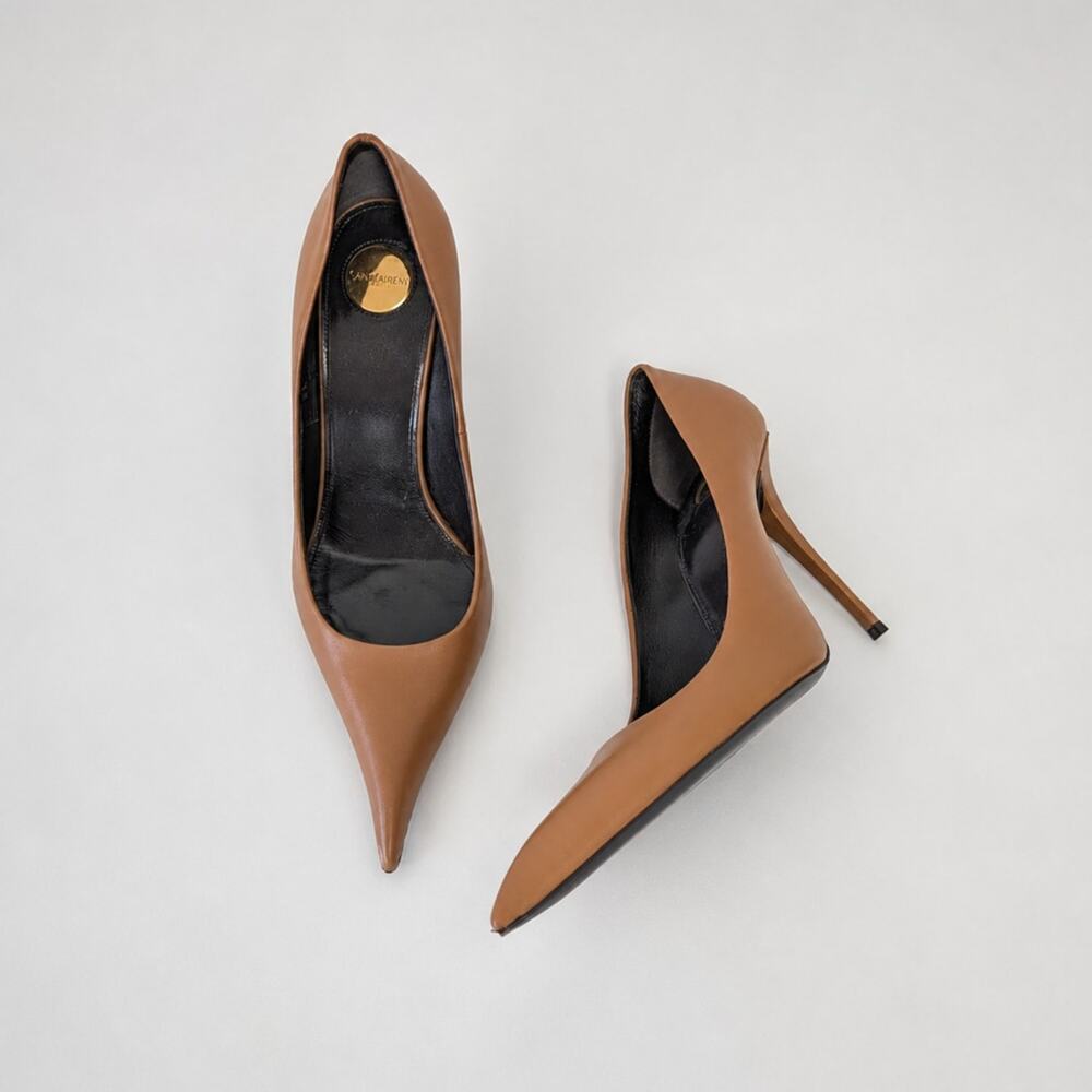Saint Laurent Élysée 105 Pumps Womens EU40/US10 Smooth Leather Stiletto Heels - Picture 1 of 15